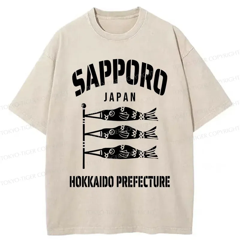Tokyo-Tiger Sapporo Carp Streamer Washed T-Shirt