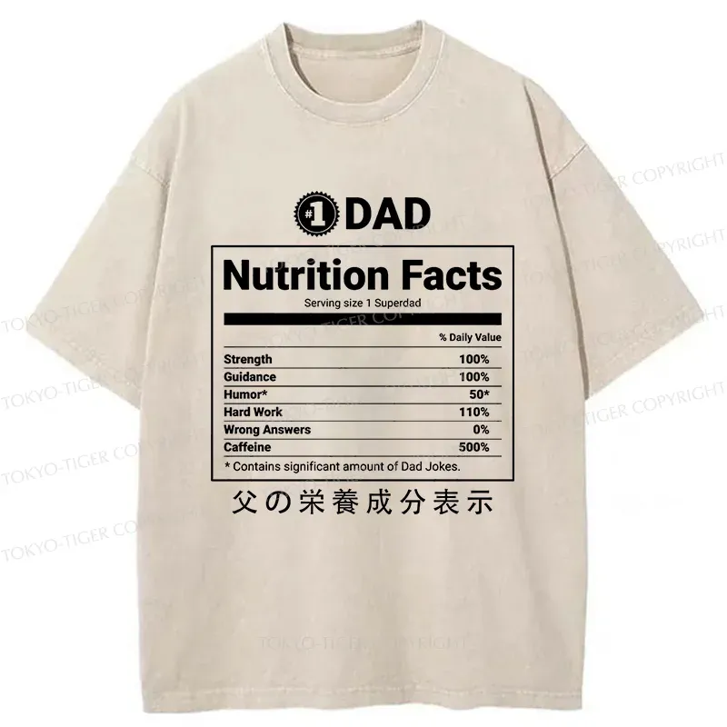 Tokyo-Tiger Father Nutrition Facts Washed T-Shirt