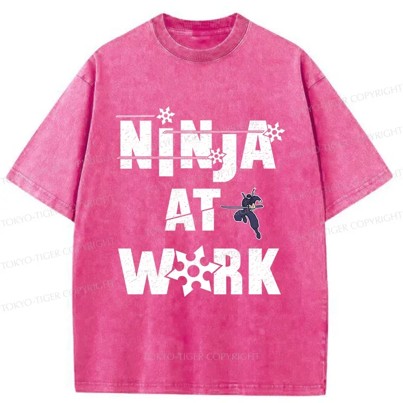 Tokyo-Tiger Funny Ninja Washed T-Shirt