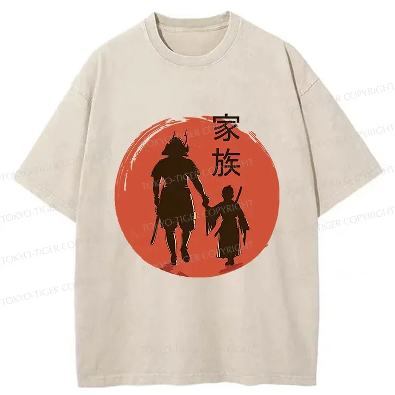 Tokyo-Tiger Samurai Family Washed T-Shirt