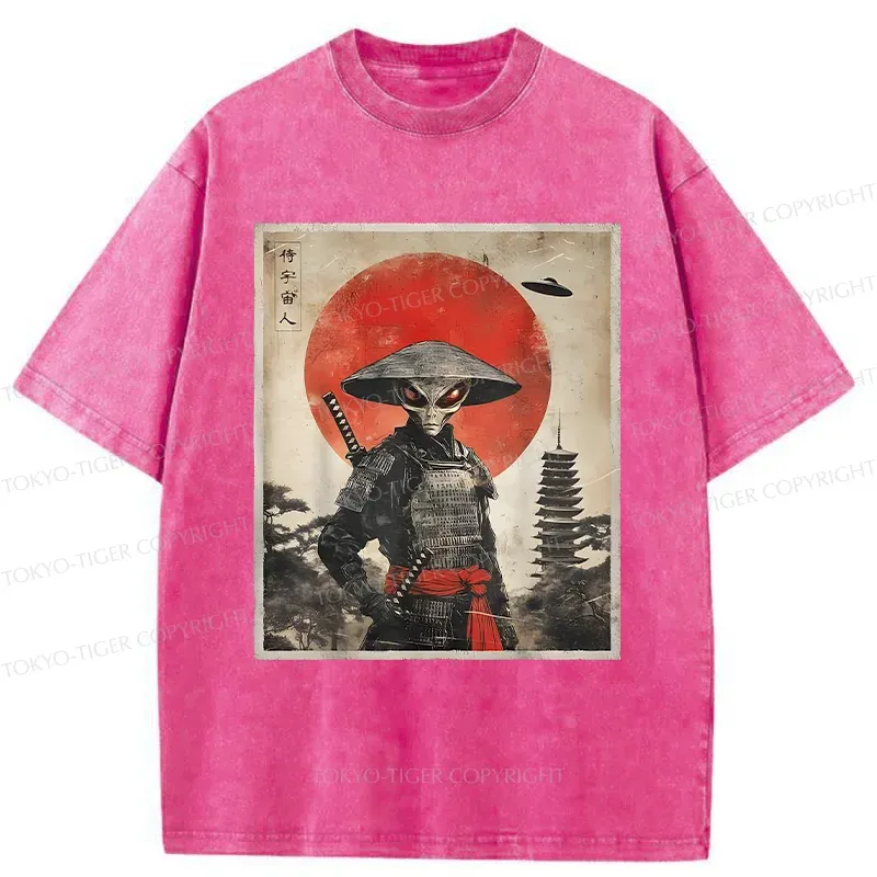 Tokyo-Tiger Retro Japanese Alien Washed T-Shirt