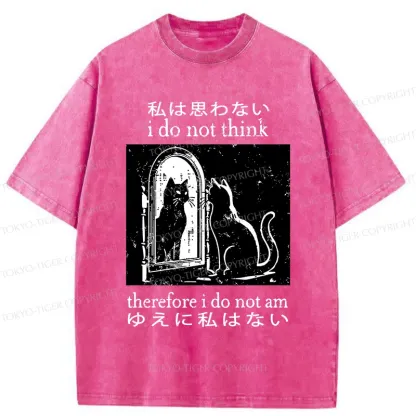 Tokyo-Tiger Thinking Black Cat Washed T-Shirt