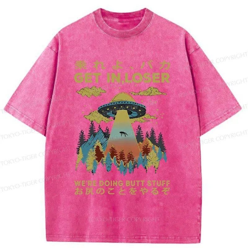 Tokyo-Tiger Alien Pick Up Funny Washed T-Shirt