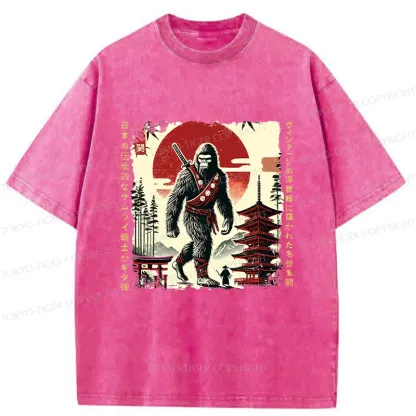 Tokyo-Tiger Retro Japanese Bigfoot Washed T-Shirt