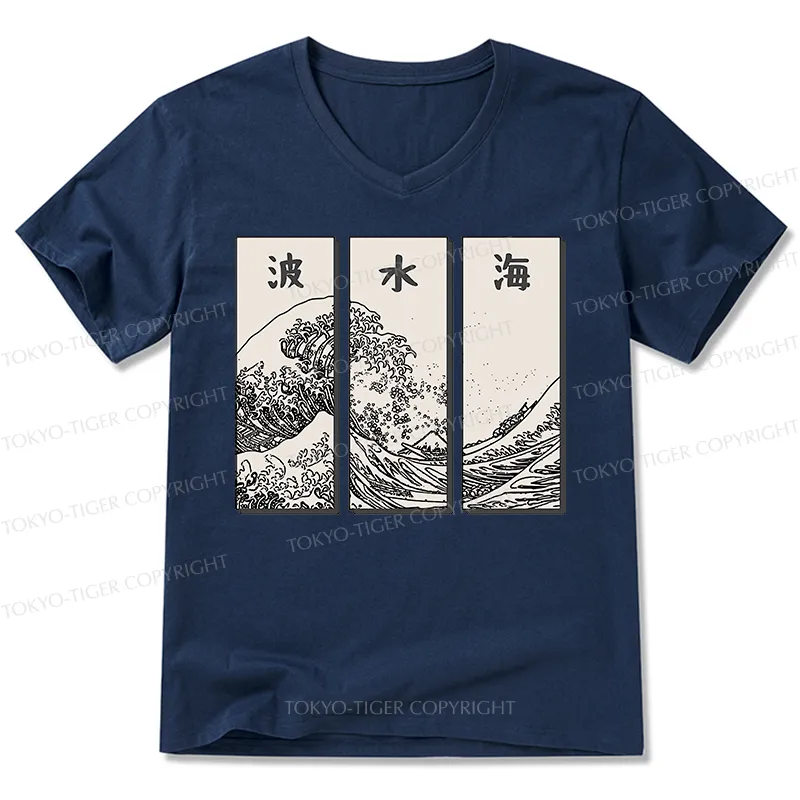 Tokyo-Tiger Japanese Art Wave V-Neck Classic T-Shirt