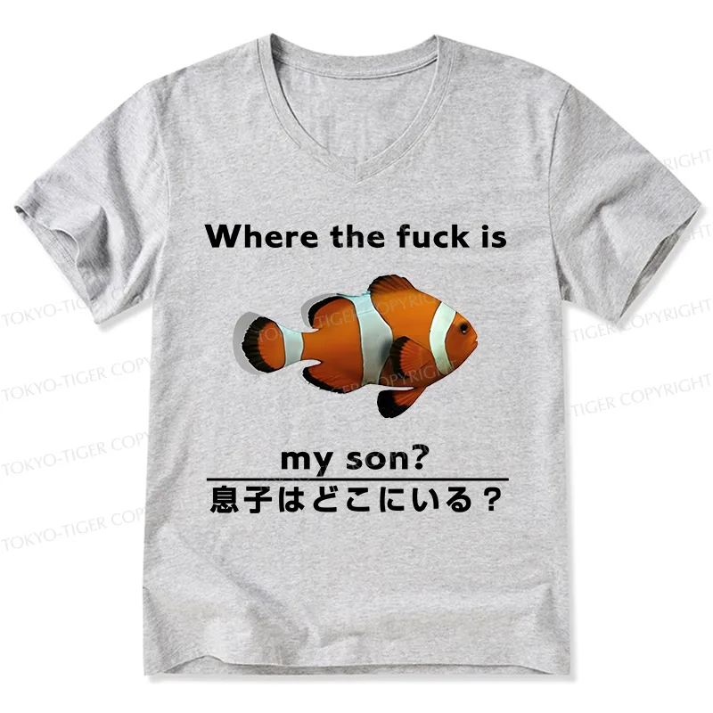 Tokyo-Tiger Fish Looking For Son V-Neck Classic T-Shirt