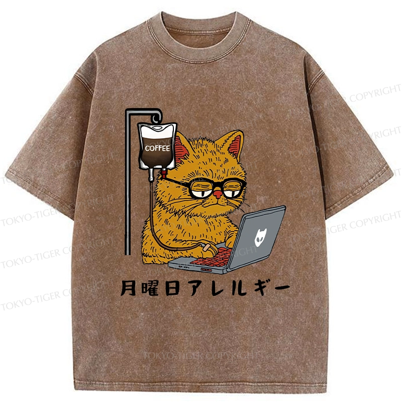 Tokyo-Tiger Funny Monday Allergies Washed T-Shirt