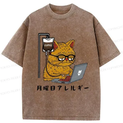 Tokyo-Tiger Funny Monday Allergies Washed T-Shirt