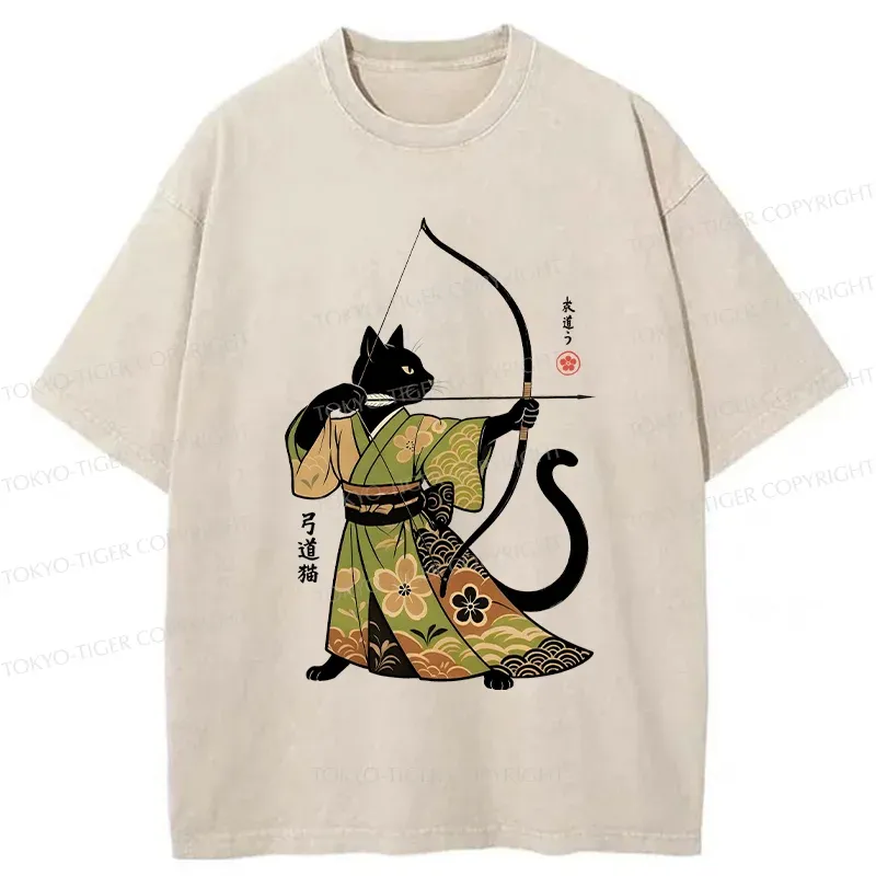 Tokyo-Tiger Japan Cat Archery Washed T-Shirt
