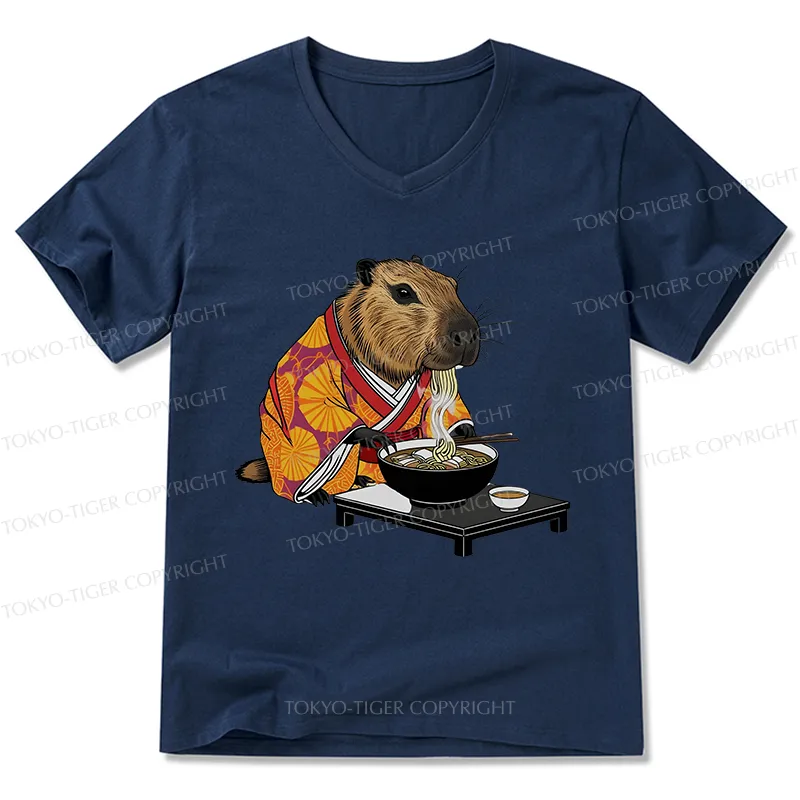 Tokyo-Tiger Cute Capybara Eating Ramen V-Neck Classic T-Shirt