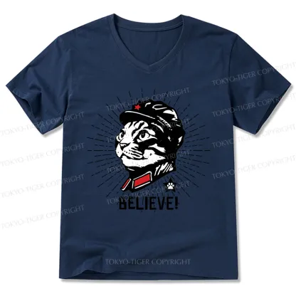 Tokyo-Tiger Trust Cat Chairman V-Neck Classic T-Shirt