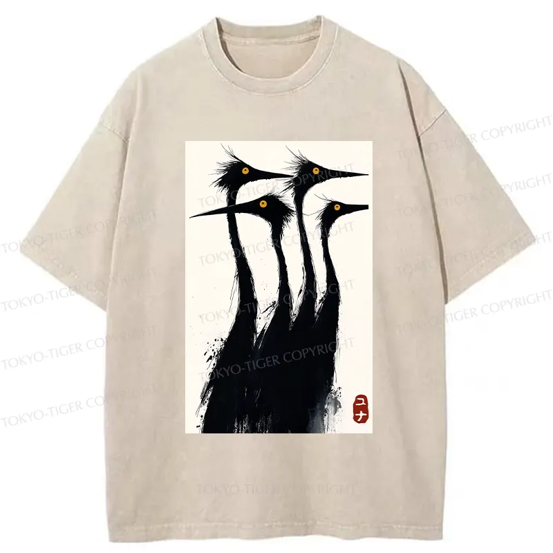 Tokyo-Tiger Vintage Japanese Crane Washed T-Shirt