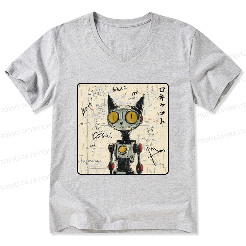 Tokyo-Tiger Robot Cat V-Neck Classic T-Shirt