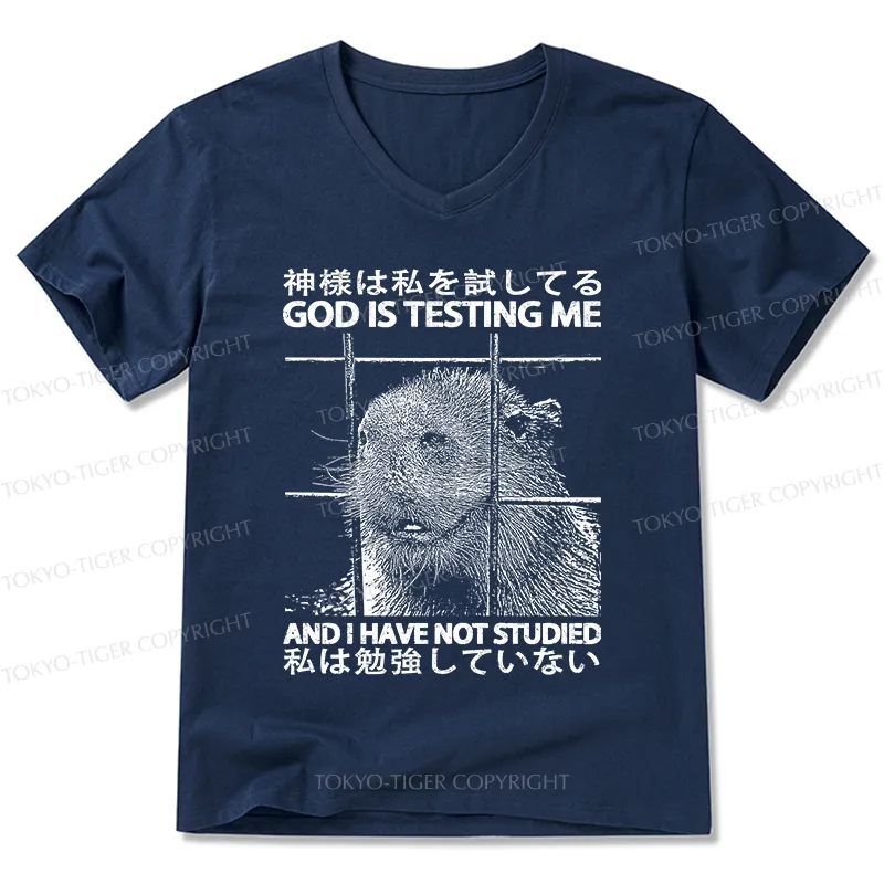 Tokyo-Tiger God Is Testing Me V-Neck Classic T-Shirt