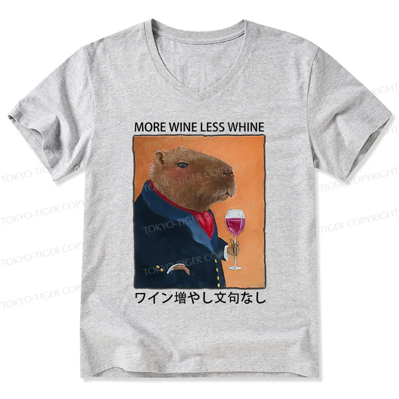Tokyo-Tiger Capybara More Wine Less Whine V-Neck Classic T-Shirt