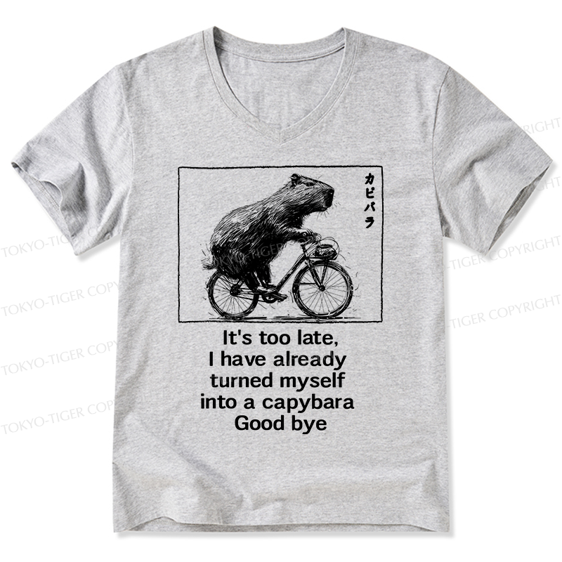 Tokyo-Tiger Funny Capybara Riding A Bicycle V-Neck Classic T-Shirt