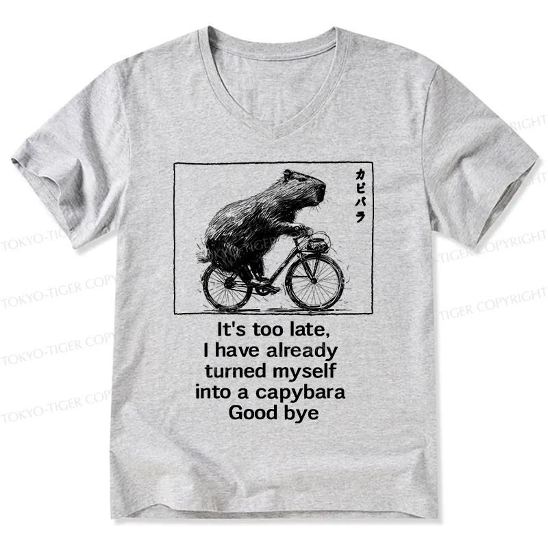 Tokyo-Tiger Funny Capybara Riding A Bicycle V-Neck Classic T-Shirt