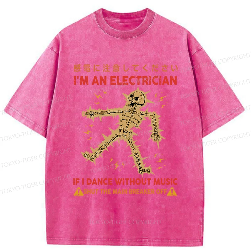 Tokyo-Tiger Dancing Electrician Washed T-Shirt