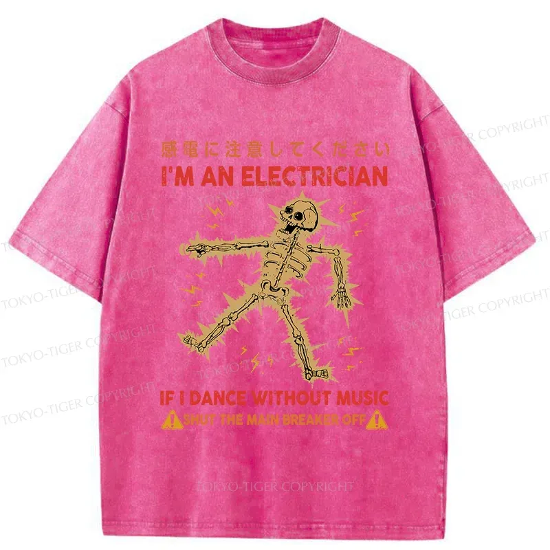 Tokyo-Tiger Dancing Electrician Washed T-Shirt