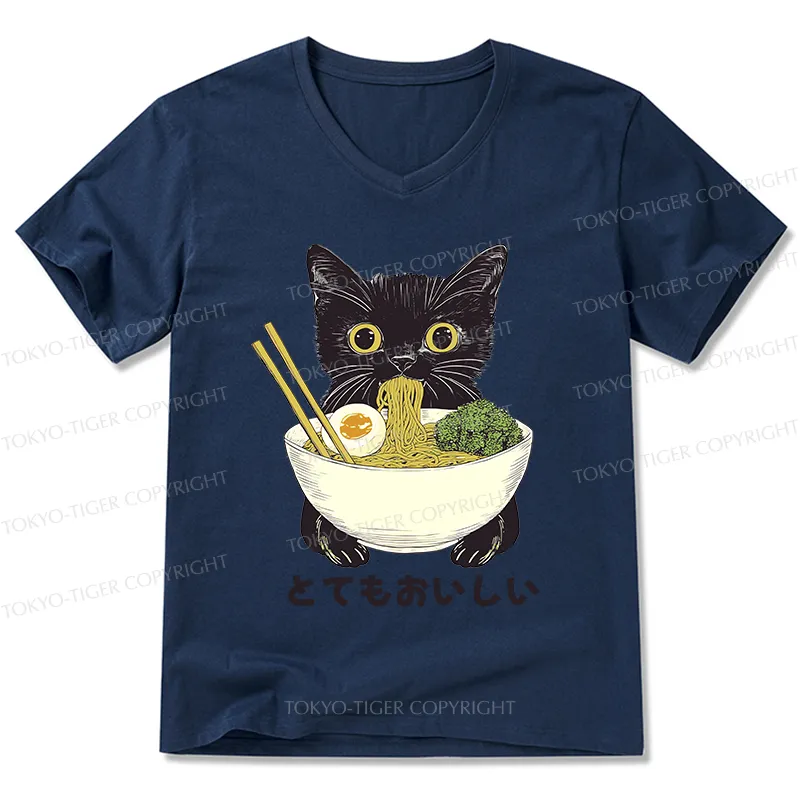 Tokyo-Tiger Ramen Lover Cute Cat V-Neck Classic T-Shirt
