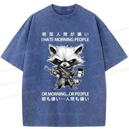 Tokyo-Tiger Angry Raccoon Samurai Washed T-Shirt