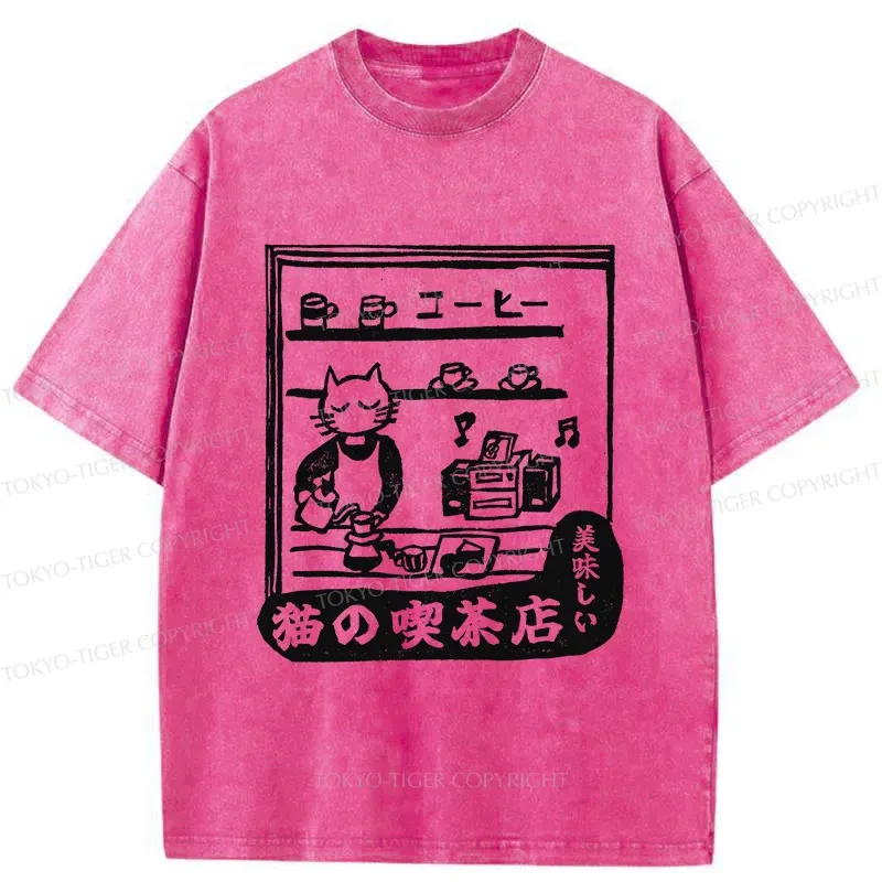 Tokyo-Tiger Cat's Teahouse Washed T-Shirt