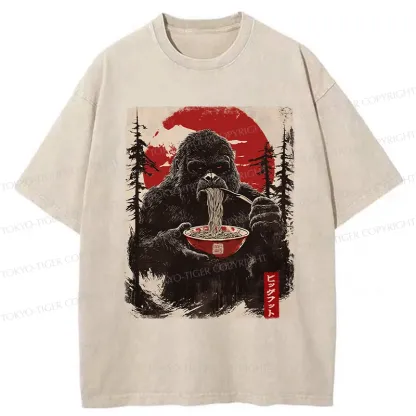 Tokyo-Tiger Ramen Lover Bigfoot Washed T-Shirt