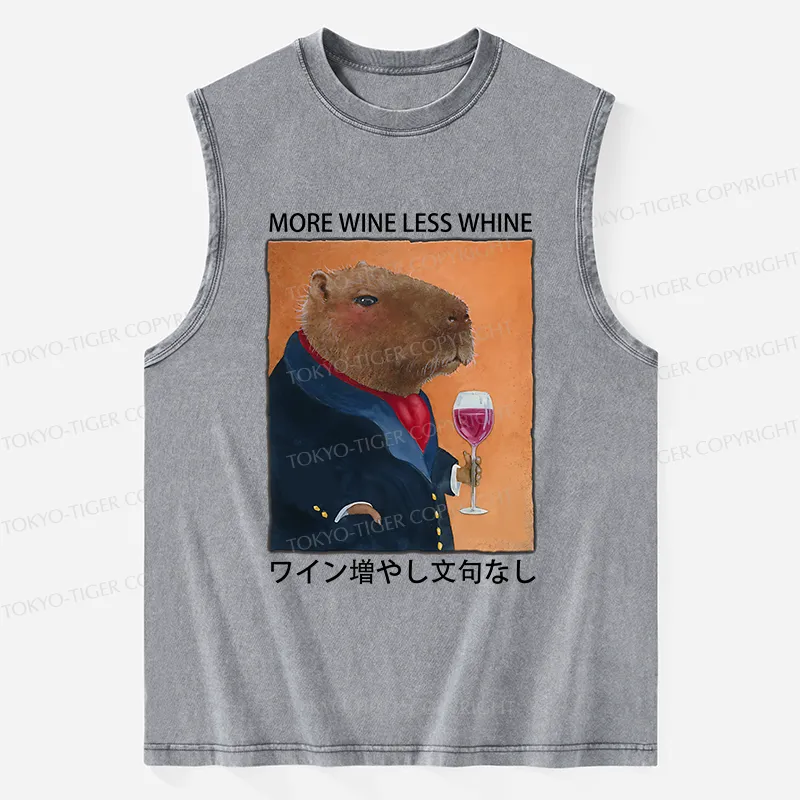 Tokyo-Tiger Capybara More Wine Less Whine Washed Tank