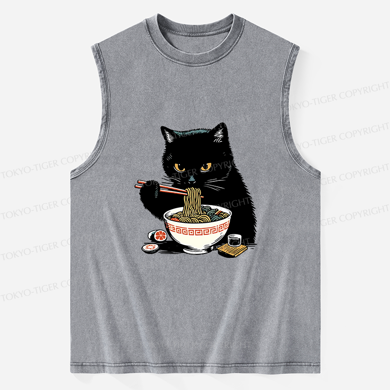 Tokyo-Tiger Cat Eating Favorite Ramen Washed Tank