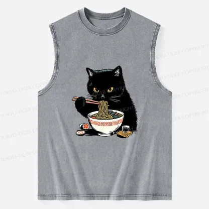 Tokyo-Tiger Cat Eating Favorite Ramen Washed Tank