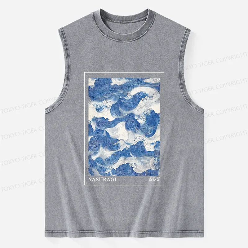 Tokyo-Tiger Japanese Retro Art Wave Washed Tank