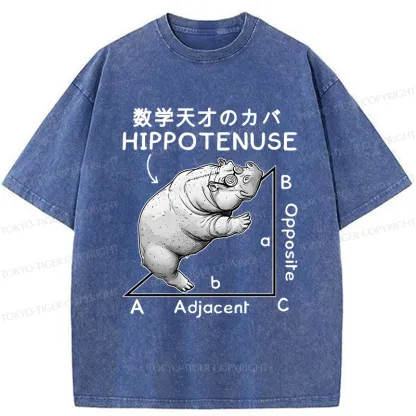 Tokyo-Tiger Mathematical Genius Hippo Washed T-Shirt