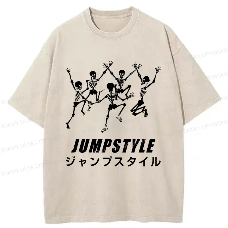 Tokyo-Tiger Skeleton Dancing Washed T-Shirt