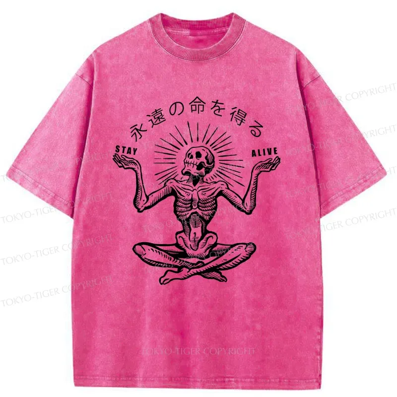 Tokyo-Tiger Stay Alive Skeleton Washed T-Shirt