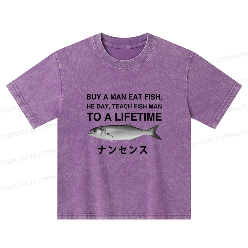 Tokyo-Tiger Funny To A Lifetime Kids Washed T-Shirt