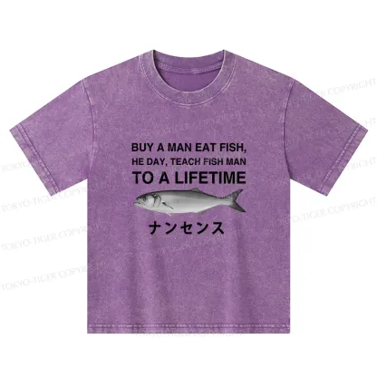 Tokyo-Tiger Funny To A Lifetime Kids Washed T-Shirt