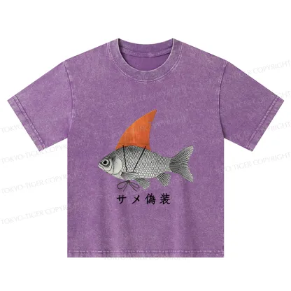 Tokyo-Tiger Fish Disguise Kids Washed T-Shirt