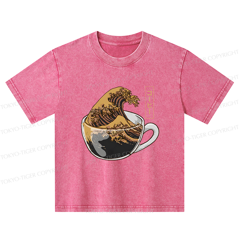 Tokyo-Tiger Coffee Wave Kids Washed T-Shirt