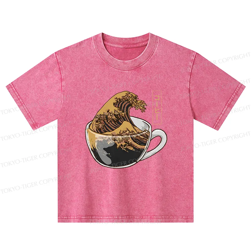 Tokyo-Tiger Coffee Wave Kids Washed T-Shirt