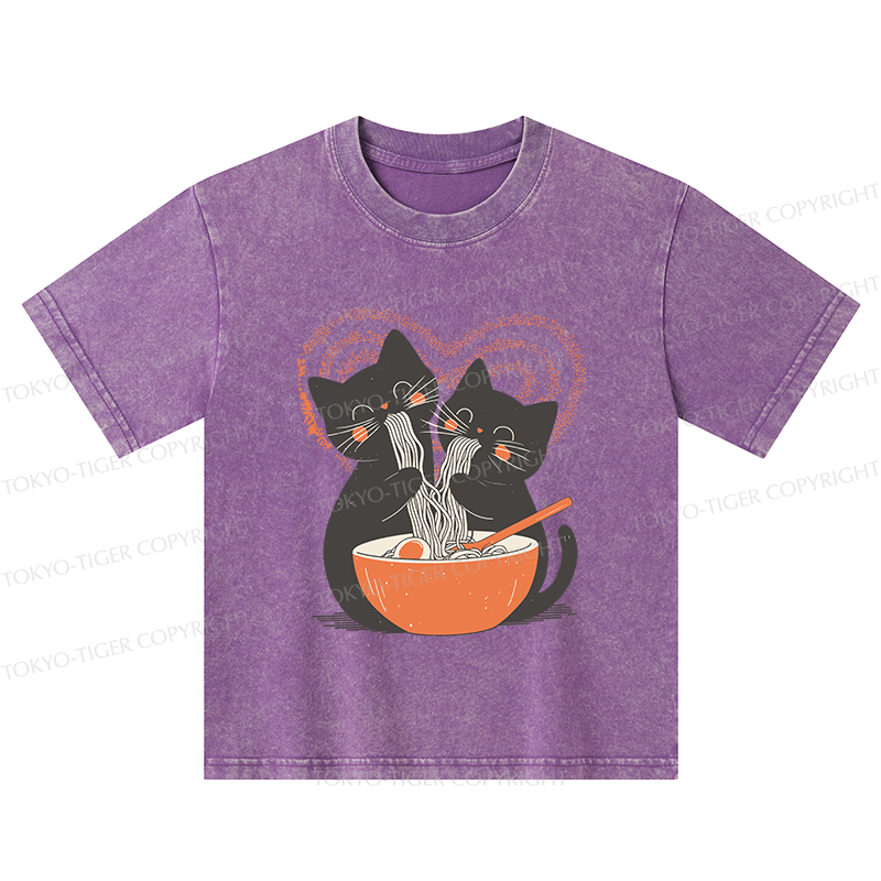 Tokyo-Tiger Let's Eat Ramen Together Kids Washed T-Shirt