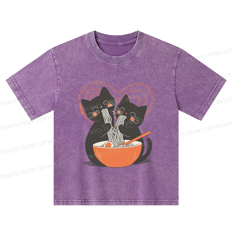 Tokyo-Tiger Let's Eat Ramen Together Kids Washed T-Shirt