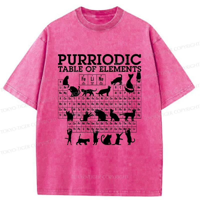 Tokyo-Tiger Cat's Periodic Table Washed T-Shirt