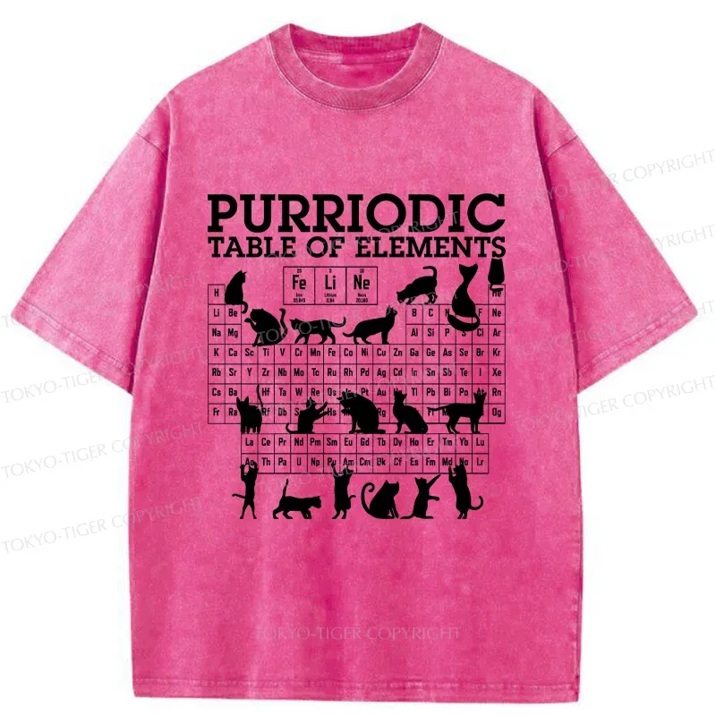 Tokyo-Tiger Cat's Periodic Table Washed T-Shirt