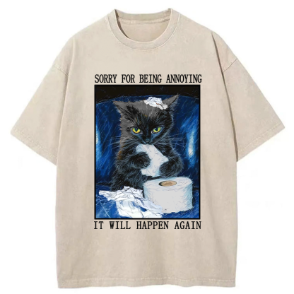 Tokyo-Tiger Naughty Cat Destroys Toilet Paper Washed T-Shirt