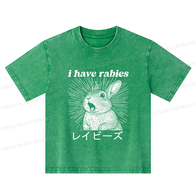 Tokyo-Tiger Funny Rabbit Kids Washed T-Shirt