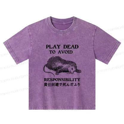 Tokyo-Tiger Play Dead To Avoid Responsibility Kids Washed T-Shirt