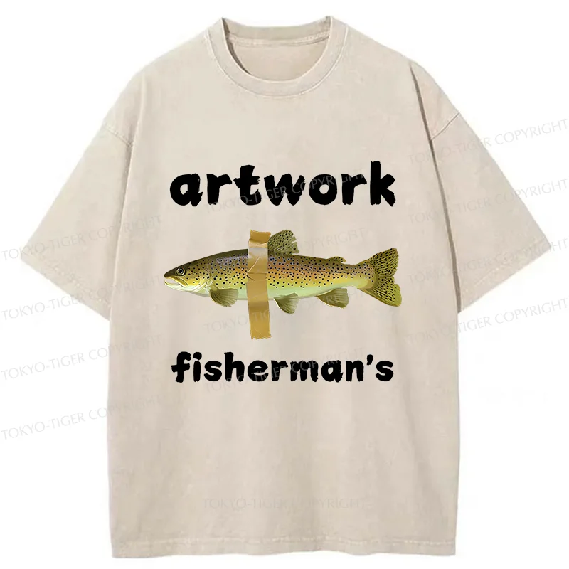 Tokyo-Tiger Interesting Fish Art Washed T-Shirt