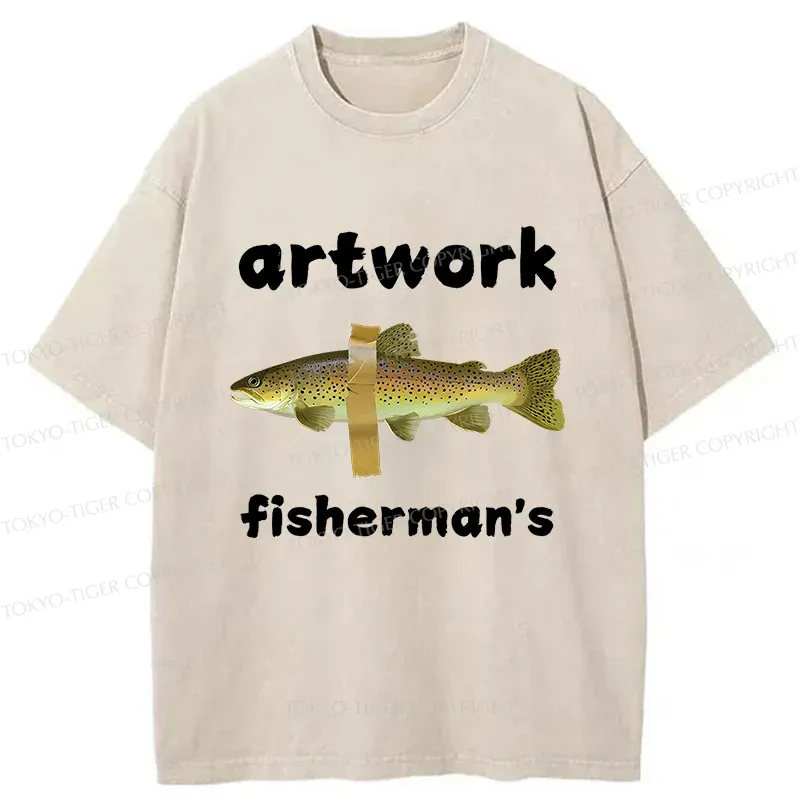 Tokyo-Tiger Interesting Fish Art Washed T-Shirt