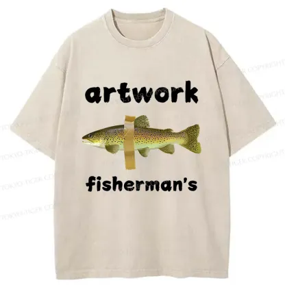 Tokyo-Tiger Interesting Fish Art Washed T-Shirt