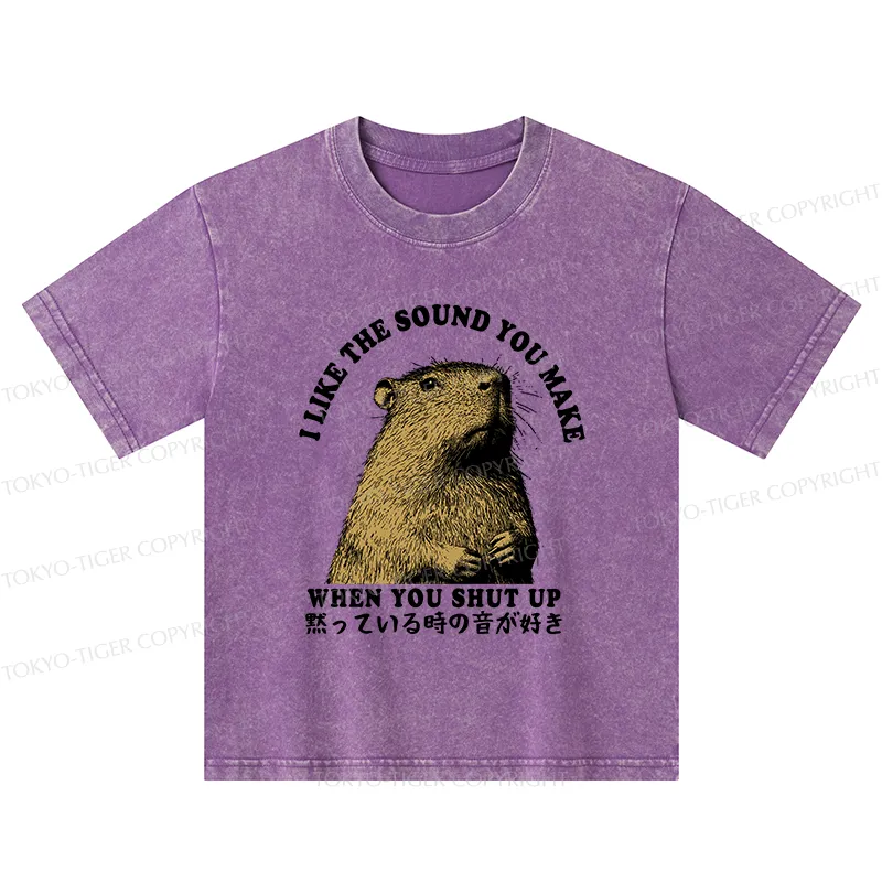 Tokyo-Tiger I Like The Sound Of Silence Kids Washed T-Shirt